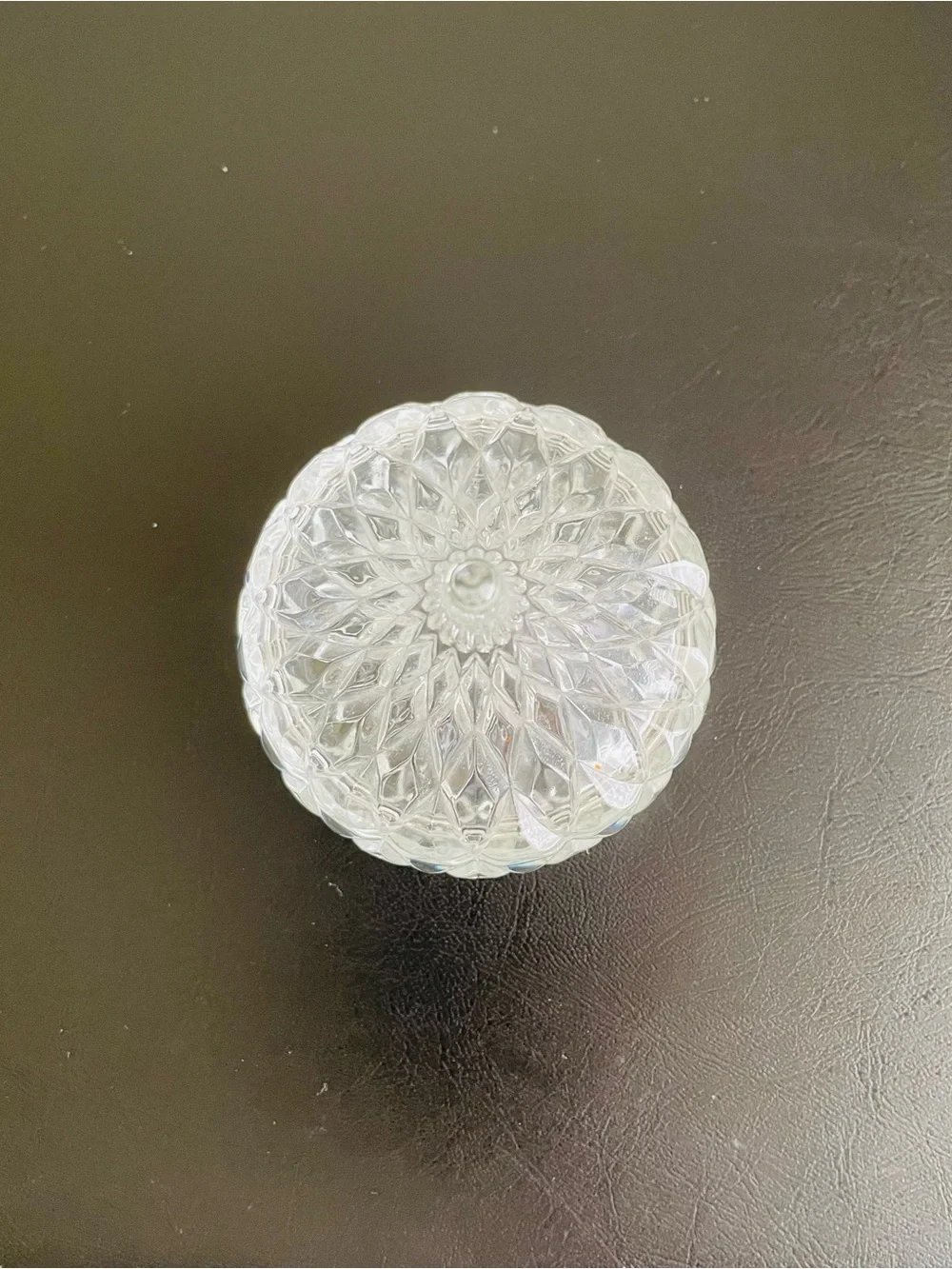 Clear Cut Glass Trinket Dish with Pointed Lid